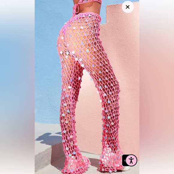 NWT Pink Crochet Disco Outfit - Picture 2 of 5